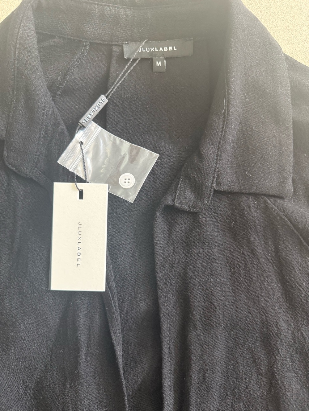 JLUXLABEL Black Tie-Front Long Sleeve Button-Down Top - Picture 4 of 5